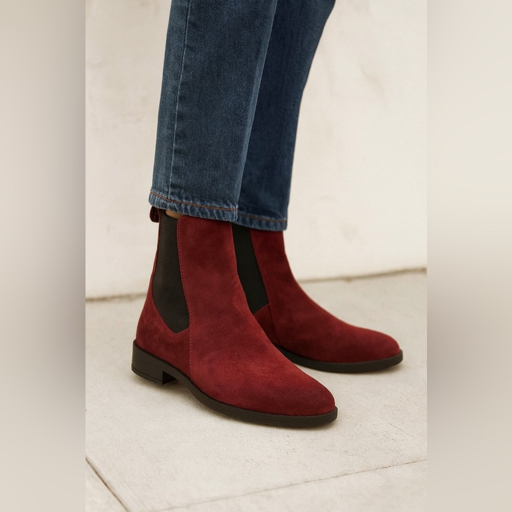 New! Emanuele Crasto Mid Calf Leather Boots in Burgandy Wine‎ Sz 39 US 8 $200